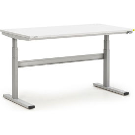 Electric Desk Workbench with ESD Laminate Top, 31-1/2" x 59-1/16", Light Gray
