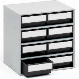 ESD Steel Storage Cabinet, 15-3/4"W x 11-13/16"D x 15-9/16"H, 8 Black Drawers