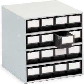 ESD Steel Storage Cabine, 15-3/4"W x 15-3/4"D x 15-9/16"H, 16 Black Drawers