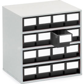 ESD Steel Storage Cabinet, 15-3/4"W x 11-13/16"D x 15-9/16"H, 16 Black Drawers