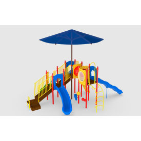 Boulder Point with Shade, Ground Spikes & Inground Shade Posts, Multi-color