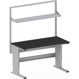 Concept Ergo Workbench w/Allen Key Frame, Single Bay Uprights & Shelf, 48"Wx36"D, Light Gray
