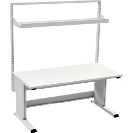 Concept Ergo Workbench with Allen Key Frame & 1 Shelf, 72"W x 30"D, Light Gray