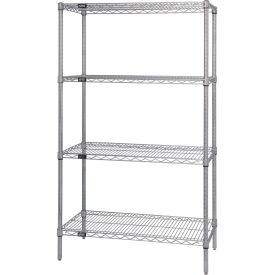 4 Shelf Chrome Wire Shelving Unit, Starter, 48"W x 18"D x 54"H