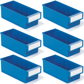 Shelf Bin, 5-3/16"W x 11-13/16"L x 3-15/16"H, Blue, Pack of 6