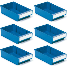 Shelf Bin, 7-5/16"W x 11-13/16"L x 3-1/4"H, Blue, Pack of 6