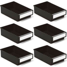 ESD Shelf Bin, 7-5/16"W x 11-13/16"L x 3-1/4"H, Black, Pack of 6