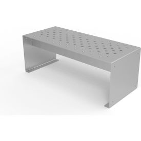 Pasadena 4' Outdoor Straight Modular Bench w/o Back, Surface Mount, Metallic Silver