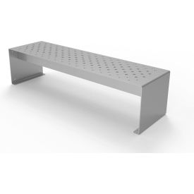 Pasadena 6' Outdoor Straight Modular Bench w/o Back, Surface Mount, Metallic Silver