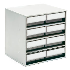Steel Storage Cabinet, 15-3/4"W x 11-13/16"D x 15-9/16"H, 8 Black Drawers
