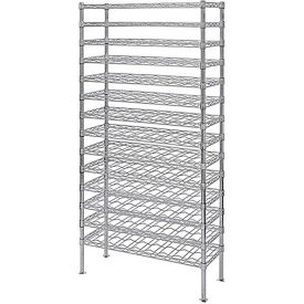 17 Shelf Chrome Wine Cradle Wire Shelving Unit, 48"W x 14"D x 86"H