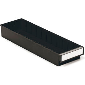 ESD Storage Bin, Label with Shield, 7-5/16"W x 23-5/8"L x 3-1/4"H, Black, 15/Case