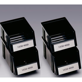 ESD Stack Bin, 5-7/8"W x 9-13/16"L x 5-1/8"H, Black, Pack of 4