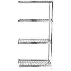 4 Shelf Chrome Wire Shelving Unit Add On 72"W x 18"D x 63"H
