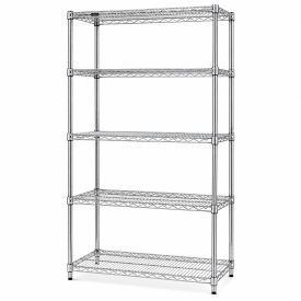 5 Shelf Chrome Wire Shelving Unit, Starter, 48"W x 12"D x 86"H
