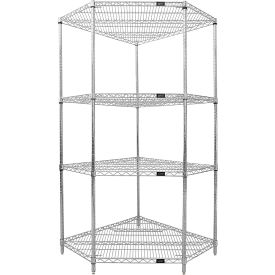 4 Shelf Chrome Corner Wire Shelving Unit, 50-1/4"W x 37-7/8"D x 54"H