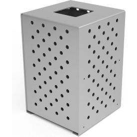 Pasadena Steel Outdoor Trash Can with Flat Lid, 36 Gallon Capacity, Metallic Silver