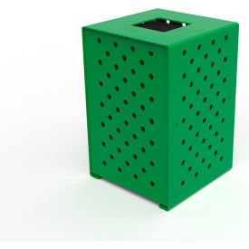 Pasadena Steel Outdoor Trash Can with Flat Lid, 36 Gallon Capacity, Spring Green