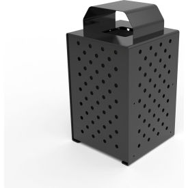 Pasadena Steel Outdoor Trash Can with Rain Bonnet Lid, 36 Gallon Capacity, Black