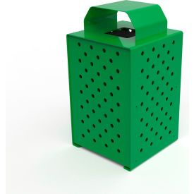 Pasadena Steel Outdoor Trash Can with Rain Bonnet Lid, 36 Gallon Capacity, Spring Green