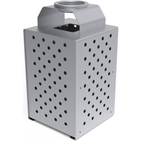Pasadena Steel Outdoor Trash Can with Ash Urn Lid, 36 Gallon, Metallic Silver