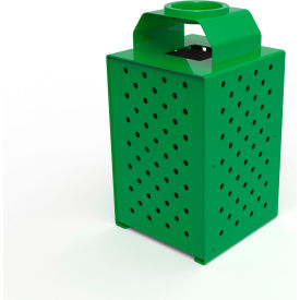 Pasadena Steel Outdoor Trash Can with Ash Urn Lid, 36 Gallon Capacity, Spring Green