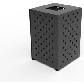 Pasadena Steel Outdoor Trash Can with Flat Lid, 36 Gallon Capacity, Black