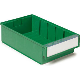 Shelf Bin, 7-5/16"W x 11-13/16"L x 3-1/4"H, Green, Pack of 15
