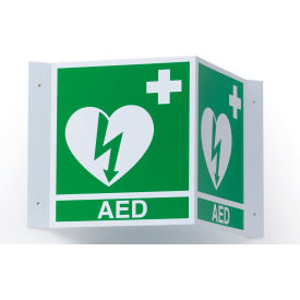 AED ILCOR 3-D Wall Sign, White/Green