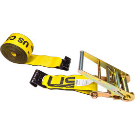 Ratchet Strap with Flat Hooks, 4'' x 40', Yellow