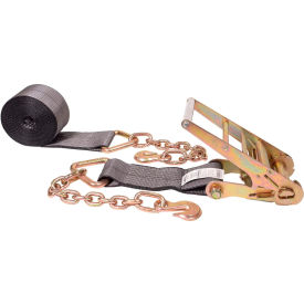 Ratchet Strap with 18" Chain Extensions, 4" x 30', BlackLine