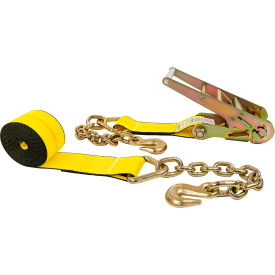 Ratchet Strap with Chain Extensions, 3" x 30', Yellow