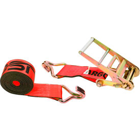 Ratchet Strap with Wire Hooks, 4'' x 20', Red