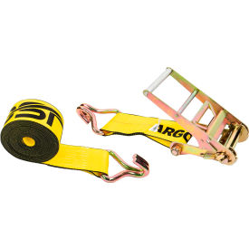 Ratchet Strap with Wire Hooks, 4'' x 20', Yellow