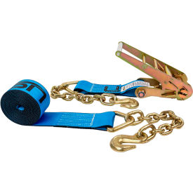 Ratchet Strap with Chain Extensions, 3" x 30', Blue