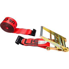 Ratchet Strap with Flat Hooks, 4" x 20', Red