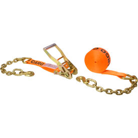 Ratchet Strap with Chain Extension, 2" x 27', Orange