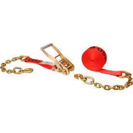 Ratchet Strap with Chain Extension, 2'' x 27', Red