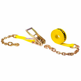 Ratchet Strap with Chain Extension, 2'' x 27', Yellow