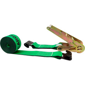 Ratchet Strap with Flat Hooks, 3" x 30', Green