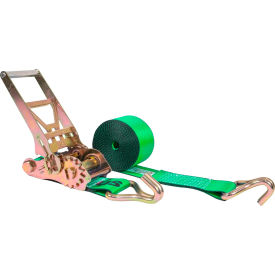 Gear Driving Reverse Action Ratchet Strap with Wire Hooks, 4" x 30', Green