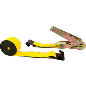 Ratchet Strap with Flat Hooks, 3'' x 20', Yellow