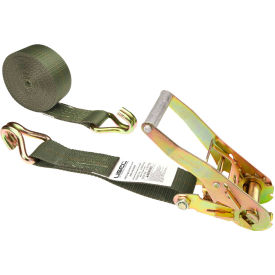 Ratchet Strap with Wire, Double J Hooks, 2" x 18', Olive Drab