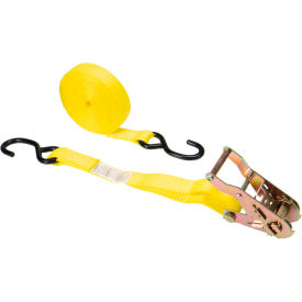 Ratchet Strap with S-Hook, 1" x 15', Yellow