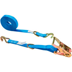Ratchet Strap with D-Ring & J-Hook, 1" x 20', Blue