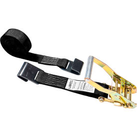 Ratchet Strap with Flat Hooks, 2" x 30', Black