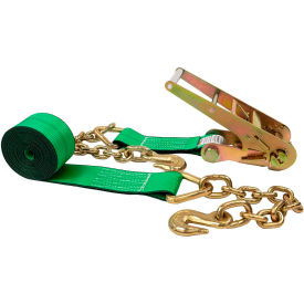 Ratchet Strap with Chain Extensions, 3" x 30', Green