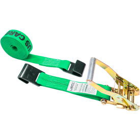 Ratchet Strap with Flat Hooks, 2" x 30', Green