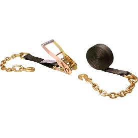 Ratchet Strap with Chain Extension, 2" x 30', Black