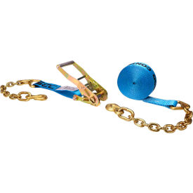 Ratchet Strap with Chain Extension, 2" x 30', Blue